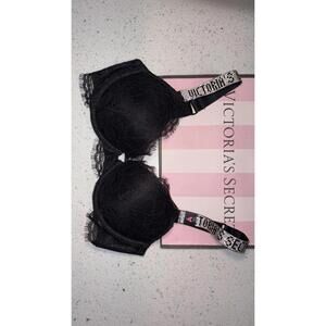 NWT Victoria’s Secret Very Sexy Black Lace Shine Strap  Size 32c